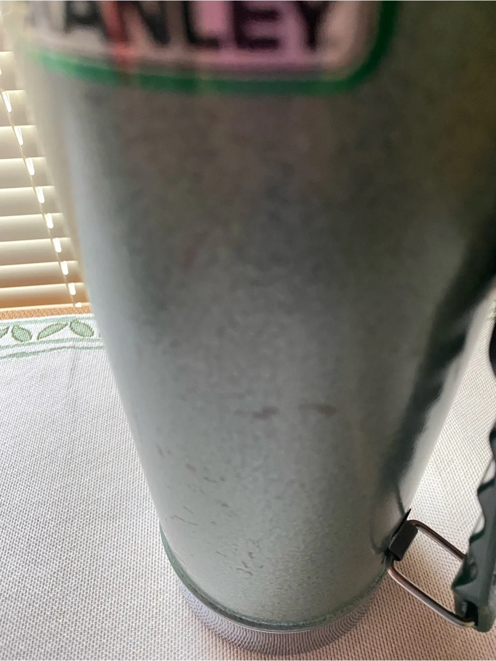 Vintage Stanley Green Textured Vacuum Bottle with Silver Cap - Picture 3 of 6